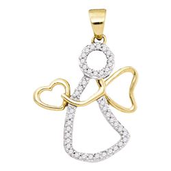 0.12 CTW Diamond Guardian Angel Heart Pendant 10KT Yellow Gold - REF-10W5K