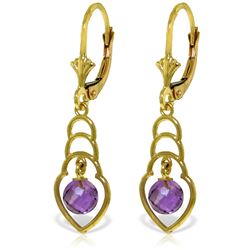 Genuine 1.25 ctw Amethyst Earrings Jewelry 14KT Yellow Gold - REF-25V6W