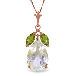 Genuine 6.5 ctw White Topaz & Peridot Necklace Jewelry 14KT Rose Gold - REF-38H2X