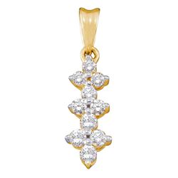 0.23 CTW Diamond Small Triple Cluster Dangle Pendant 14KT Yellow Gold - REF-18M2H