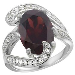 Natural 7.24 ctw garnet & Diamond Engagement Ring 14K White Gold - REF-144G3M