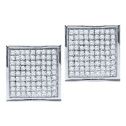 0.05 CTW Diamond Square Cluster Stud Earrings 10KT White Gold - REF-4H5M