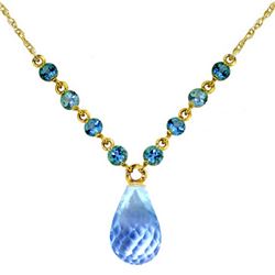 Genuine 11.50 ctw Blue Topaz Necklace Jewelry 14KT Yellow Gold - REF-34W7Y