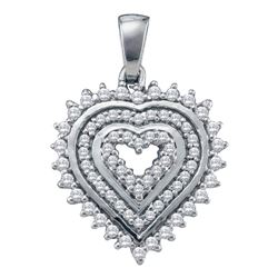 0.35 CTW Diamond Heart Pendant 10KT White Gold - REF-26W9K