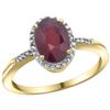 Image 1 : Natural 1.5 ctw Ruby & Diamond Engagement Ring 10K Yellow Gold - REF-31K3R