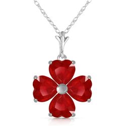 Genuine 3.6 ctw Ruby Necklace Jewelry 14KT White Gold - REF-52T2A