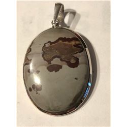 Large Sterling Silver and JASPER Gemstone Pendant Total weight 13.1 grams