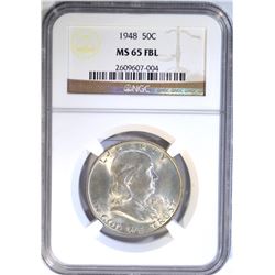 1948 FRANKLIN HALF DOLLAR NGC MS-65 FBL