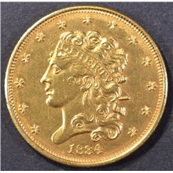 1834 PLAIN 4 $5 CLASSIC HEAD GOLD CH BU