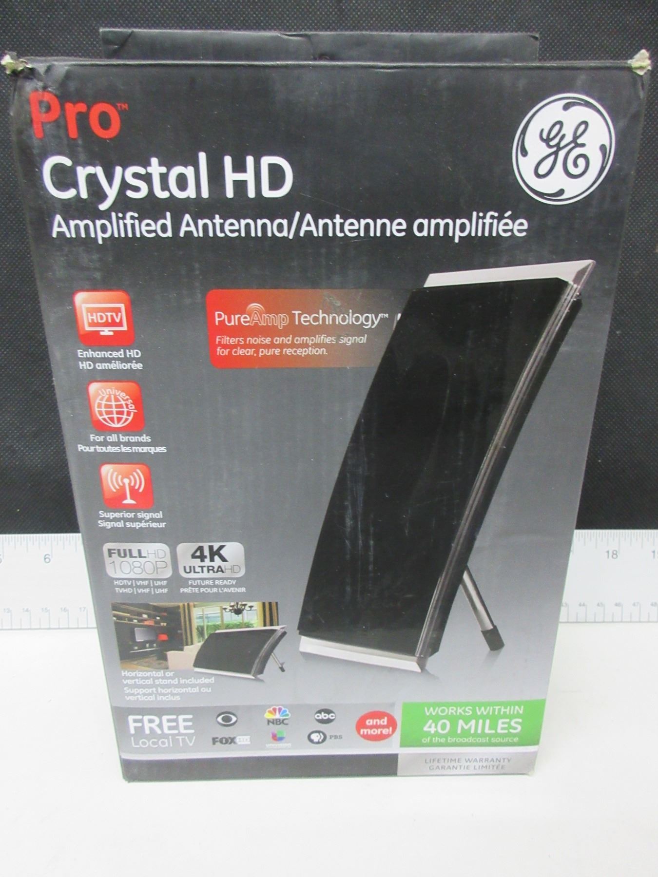 GE Pro Crystal HD Amplified Antenna full1080p 4K Ultra HD / Free local TV