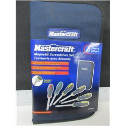 New Mastercraft Magnetic Screwdrivers set in zippered case / 6 piece