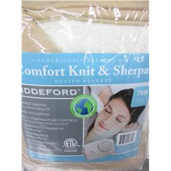 New Twin Heated Blanket comfort knit & Sherpa / 10 heat settings machine wash