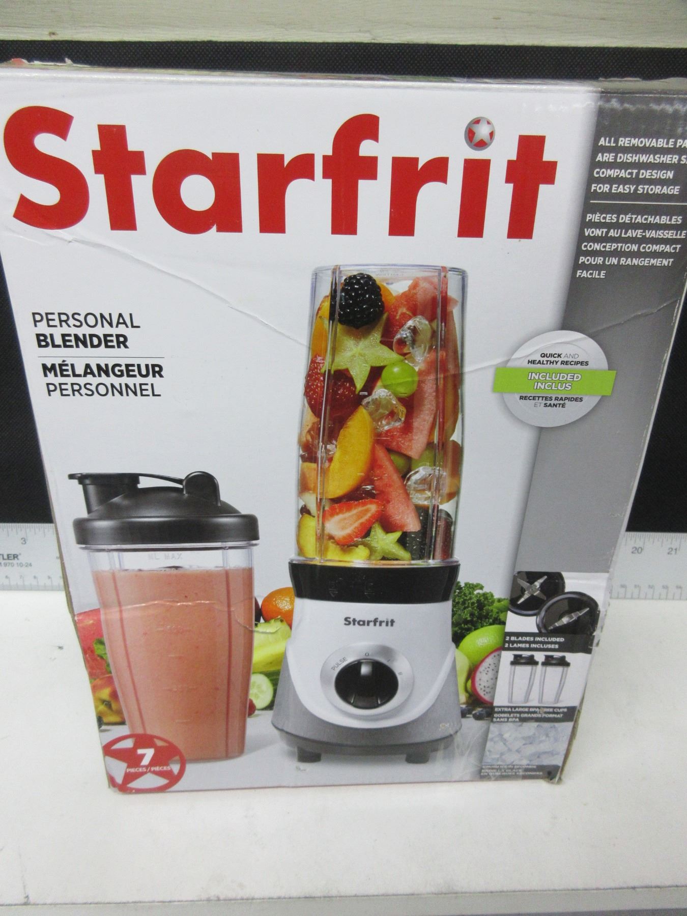 New Starfrit Personal Blender / 2 blades inc.& 2 cups with lids