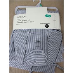 New Mens Woven Pyjama 2 piece set top & bottom size XL  / 40-42"