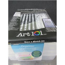 Draw and Sketch Pencil set and 3 piece stackable organizer