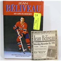 JEAN BELIVEAU SIGNED BOOK.