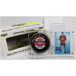 MAURICE RICHARD SIGNED HOCKEY PUCK.