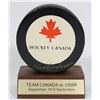 Image 1 : 1972 TEAM CANADA PUCK SIGNED BY PAUL HENDERSON.