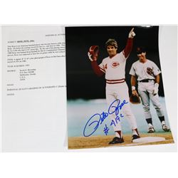 PETE ROSE AUTOGRAPHED 8X10 PICTURE.