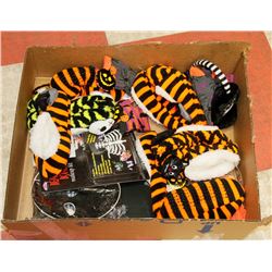 BOX OF ASSORTED HALLOWEEN SLIPPERS, SOCKS