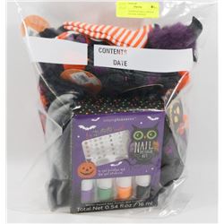 BAG OF ASSORTED HALLOWEEN SOCKS AND NAIL DESIGN