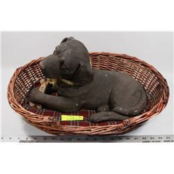 LARGE ORIGINAL SANDI-CAST LAB DOG STATUE SIGNED