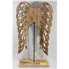 Image 1 : NEW CARVED WOOD ANGEL WINGS ON STAND, 23”H