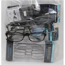 BAG W/8 NEW PAIRS OF READING GLASSES