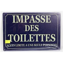 NEW! 12" X 8" IMPASSE DES TOILETTES METAL SIGN