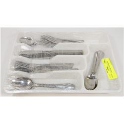 WHITE FLATWARE CONTAINER W/46-PC