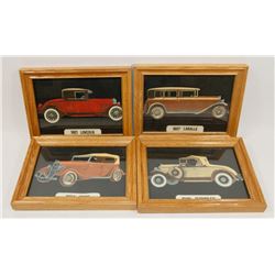 SET OF 4 ANTIQUE FRAMED CARS