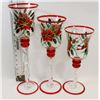 Image 1 : 3 SET OF POINSETTIA BLOWN GLASS