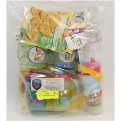 BAG OF ASSORTED BABY ITEMS.