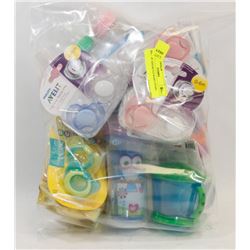 BAG OF ASSORTED BABY ITEMS.