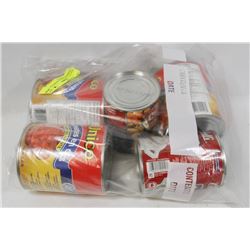 LOT OF 5 ASSORTED CANNED FOOD INCLUDING TOMATO,