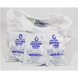 BAG OF EMERGENCY DRINKING WATER PACKETS.