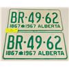 Image 1 : SET OF  1867-1967 ALBERTA CENTENNIAL LICENSE