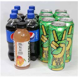 LARGE BAG OF ASSORTED DRINKS.