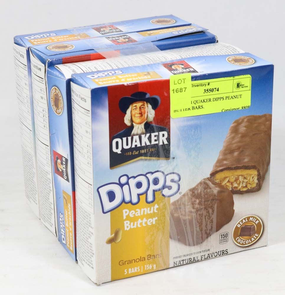 LOT OF 4 QUAKER DIPPS PEANUT BUTTER BARS.