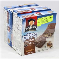 LOT OF 4 QUAKER DIPPS CHOCOLATE CHIP BARS.
