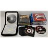 Image 1 : BOX OF CD, DVD, BLURAYS.