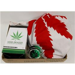 PARTY FLAT GRINDER, ASHTRAY, FLAG.