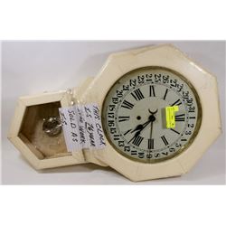 OLD VINTAGE CLOCK 75 YEARS OLD, AS IS.