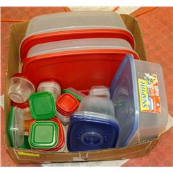 BOX FULL OF FOOD STORAGE CONTAINERS