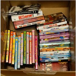 BOX OF OVER 50 DVDS INCLUDING GREYS ANATOMY