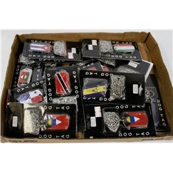 LOT OF 17 DOG TAG WORLD GLAGS CHAINS.