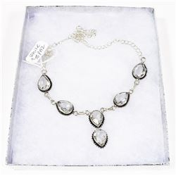 #80-WHITE TOPAZ GEMSTONE NECKLACE
