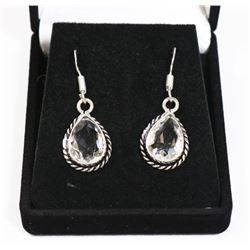 #82-WHITE TOPAZ GEMSTONE EARRINGS