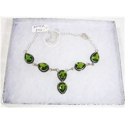 #73-GREEN PERIDOT GEMSTONE NECKLACE