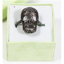 SILVER TONE ADJUSTABLE SKULL RING